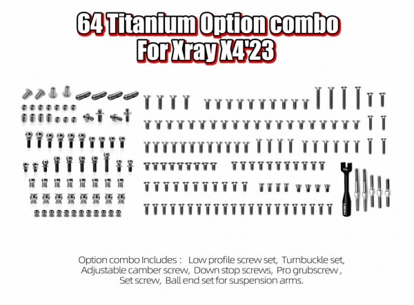 Ʈڸ,64 Titanium Option Combo ( For Xray X4'23 ) (#TP-166)