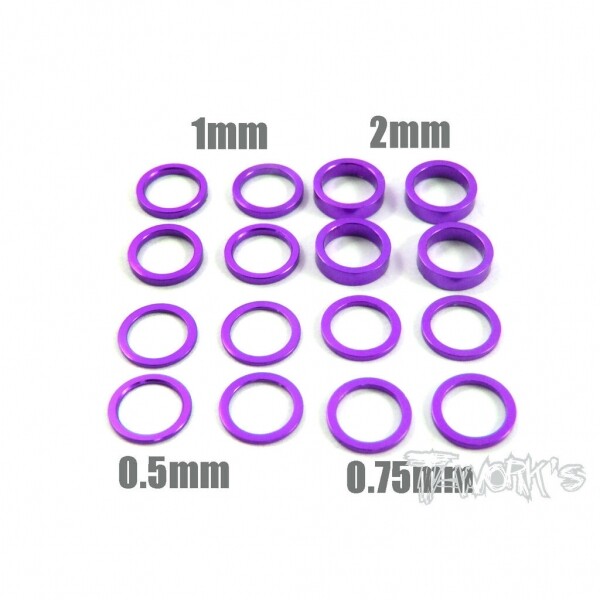 Ʈڸ,Aluminum 6x8 Shim Set 0.5, 0.75 ,1 ,2 ,3 ,5mm each 4pcs (Purple) (#TA-051P)