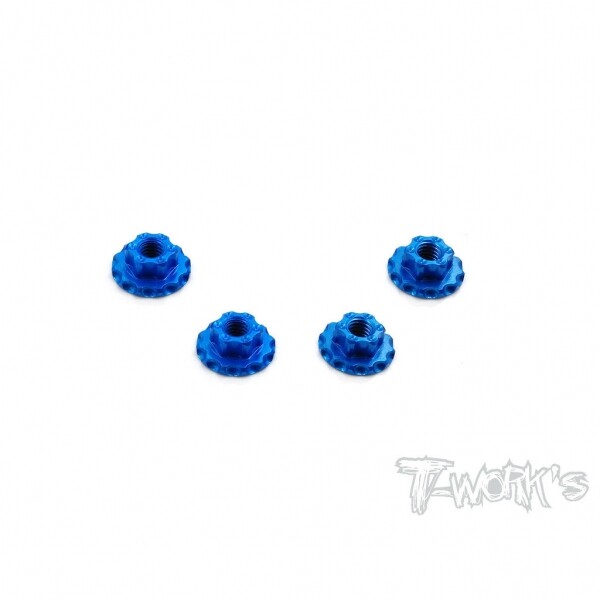 Ʈڸ,Alum large-contact serrated flanged nut Tamiya Blue M4 (4pcs.) (#TA-089TB)