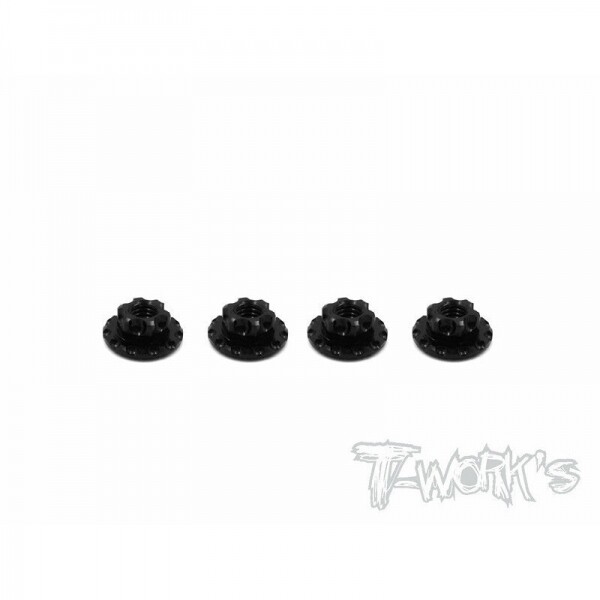 Ʈڸ,7075-T6 Alum.large-contact serrated flanged reverse thread nut Black M4 (4pcs.) (#TA-094-BK)