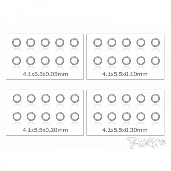 Ʈڸ,4x5.5x0.05,0.1,0.2,0.3mm Shim Washer Set each 10pcs. (#TA-095-4)