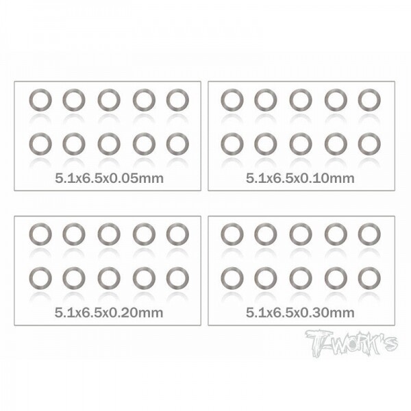 Ʈڸ,5x6.5x0.05,0.1,0.2,0.3mm Shim Washer Set each 10pcs. (#TA-095-5)