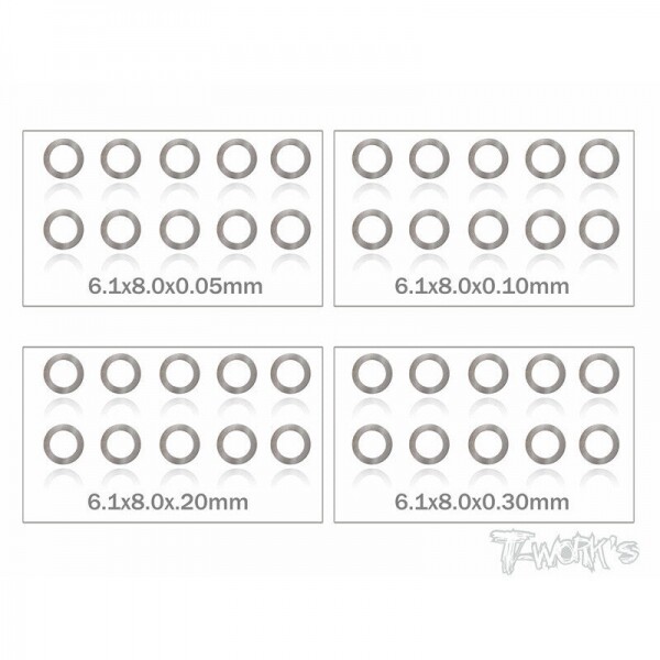 Ʈڸ,6x8x0.05,0.1,0.2,0.3mm Shim Washer Set each 10pcs. (#TA-095-6)