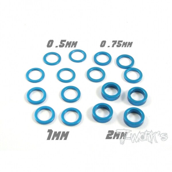 Ʈڸ,Aluminum 5x7 Shim Set 0.5, 0.75 ,1 ,2 ,3 ,5mm each 4pcs ( Tamiya Blue ) (#TA-046TB)